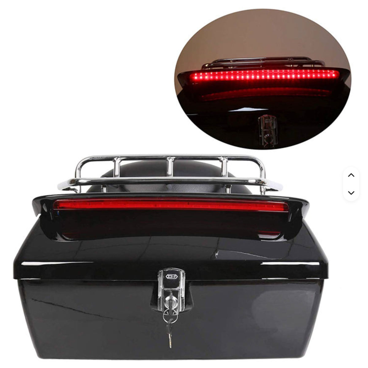 Harley-davidson-style 50l Motorcycle Top Box Trunk With Taillight, Universal Fit For Harley-davidson Low Rider, Street Glide, Road King,fat Boy, Harley Street 750