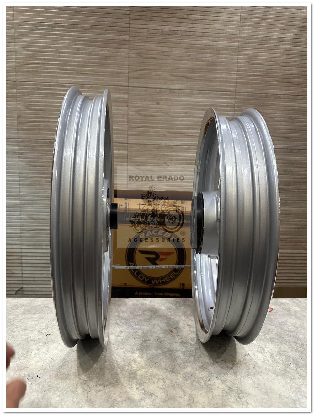 Raceby kingway big s Broad s 2s 2 spoke talwar design silver alloy wheel for classic single disc front 19” disc & rear 18” drum