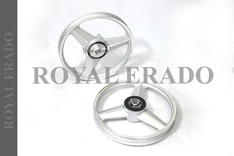 ROYAL ERADO Diamond mercedes silver Alloy Wheel for STANDARD ABS Royal-Enfield Bullet X 350CC, Electra, Thunderbird 2010 model