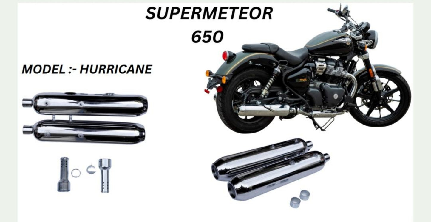 Hurricane Performance exhaust Stainless steel silencer with DB killer D.B killer in chrome for Super Meteor 650