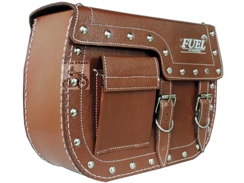 Harley Style Side Saddle Bag Brown Colour, For Reborn Classic Standard Battalion Electra Thunderbird Meteor 350 Hunter 350 Vintage G2 1962 Old Model Bullet 350