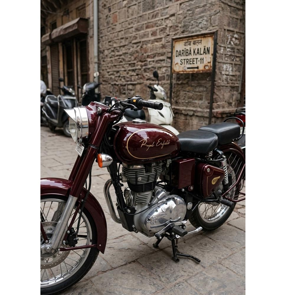 Royal Enfield Classic Electra Standard Bs-3 Bs-4 Tank With Deep Burgundy (Wine/Maroon) Colour With Gold Pinstriping From The 2015 To 2019 Model