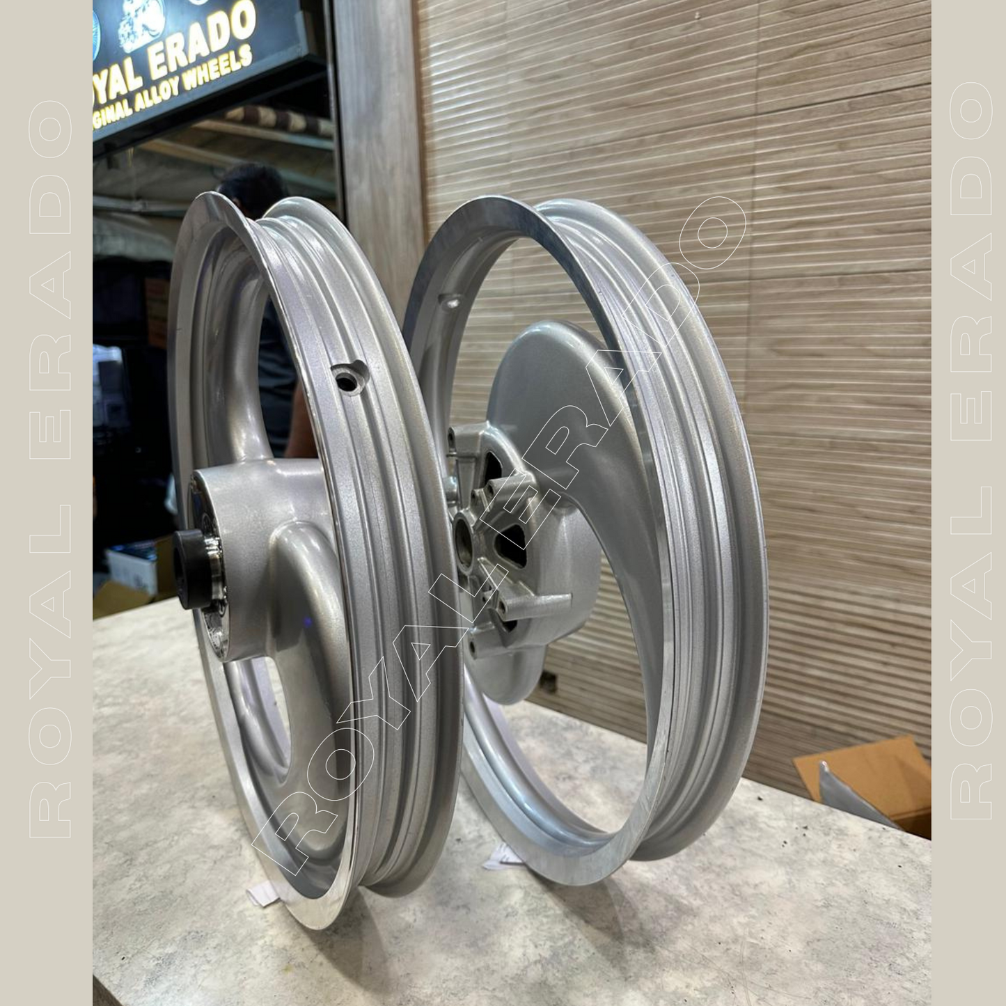 PAJERO 2S & 2 Spokes Broad S designed Alloy Wheel for royal enfield standard abs and electra ( front 19” disc rear 19” drum )