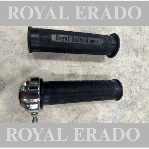 Royal Enfield vintage g2 1962 model bullet 350 Standard throttle grip set, heavy quality with Royal Enfield India logo written.
