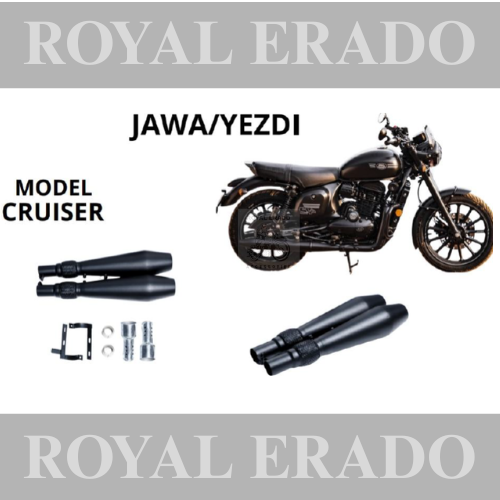 Cruiser Performance exhaust Stainless steel silencer with DB killer D.B killer in Black  for Jawa/Yazdi