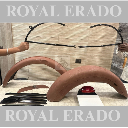 Royal Enfield old model vintage G2 1962 bullet 350 cast iron engine, CI engine standard electra mudguard front and rear with stays, taan and Patti and rear number plate And the tail light.
