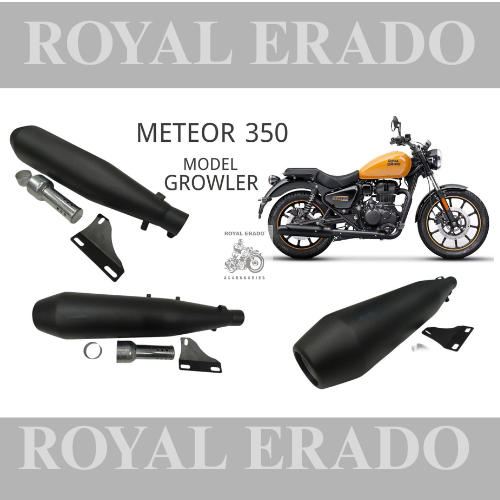 Growler Performance exhaust Stainless steel silencer with DB killer D.B killer in chrome / black for Meteor 350