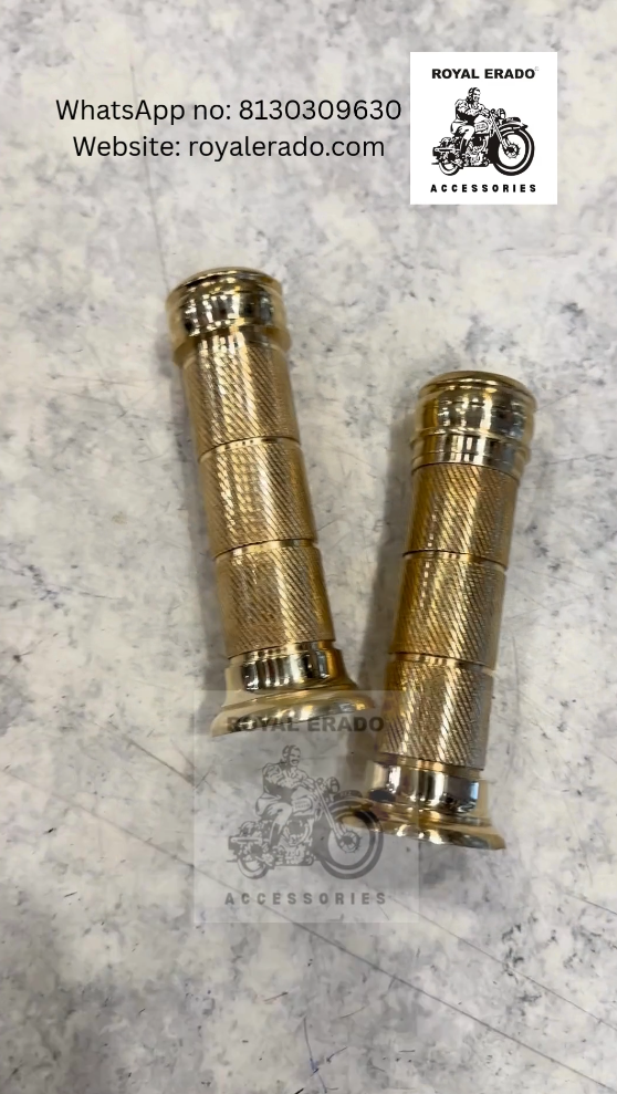 Royal Enfield brass handle grips antique without lion face logo for Reborn Classic Electra standard battalion meteor 350cc hunter 350cc and all vintage old model g2 standard