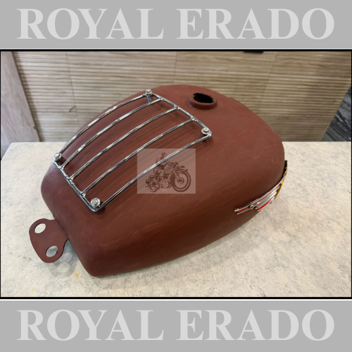 Royal enfield big tank 18 to 20 litters with chrome grill and tank monogram Royal enfield without paint raw for classic electra standard thunderbird uce bs-3 bs-4 & cast iron engine to give vintage and bulky look to bike