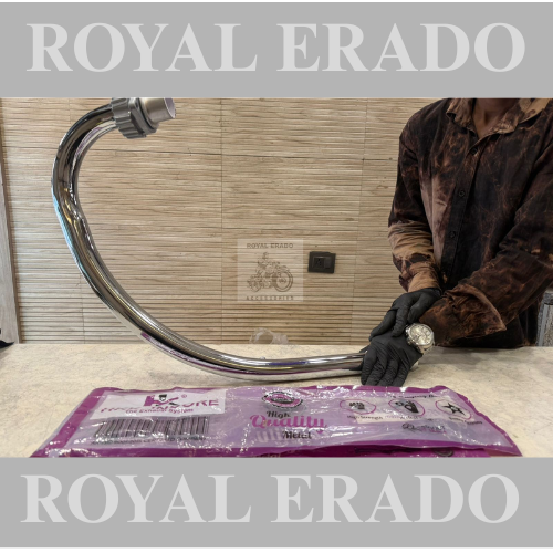 Royal enfield bs-3 bs-4 free flow loud sound bend pipe in chrome for classic electra standard uce engine
