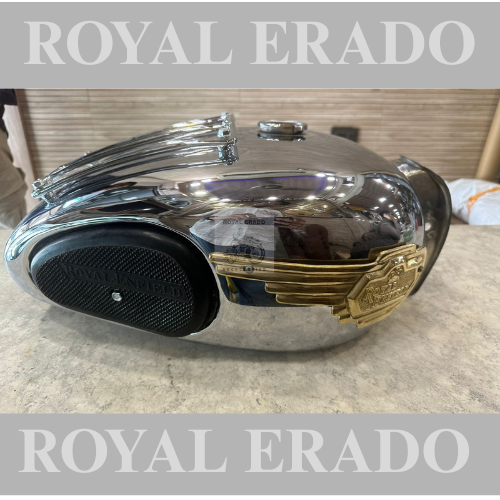 Royal Enfield vintage g2 1962 old model bullet 350 Ctandard Classic Electra chrome tank with grill and knee pad and brass monogram.