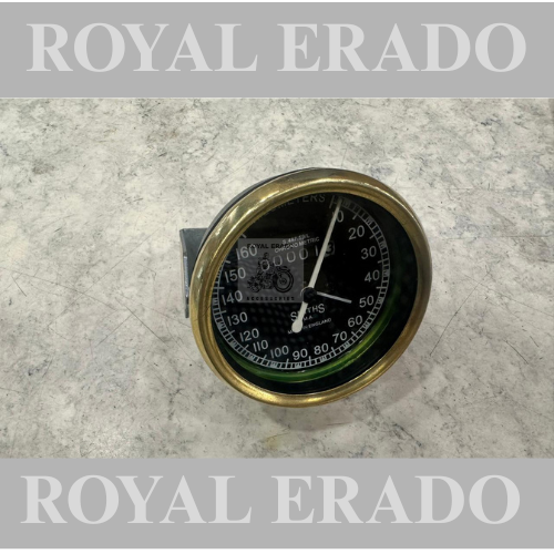 Royal Enfield vintage g2 1962 old model bullet 350 cast iron engine ci engine classic electra standard replica smith speedometer meter 160 km with brass ring.