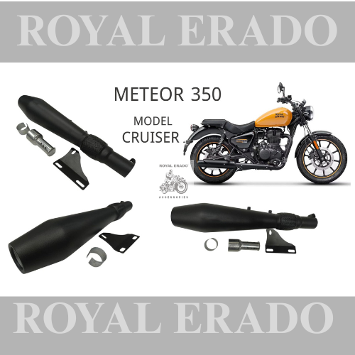 Cruiser Performance exhaust Stainless steel silencer with DB killer D.B killer in black for Meteor 350