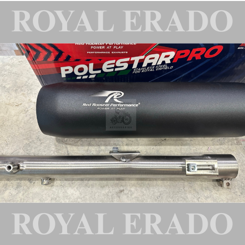 Royal enfield meteor 350 red rooster performance exhaust polestar pro model silencer in black