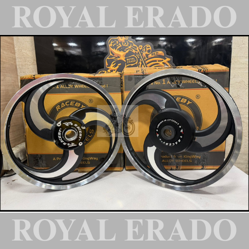 Raceby kingway 3 spoke 3S talwar CNC black alloy wheel for standard drum brake after 2010 model (front 19” drum and rear 19” drum)