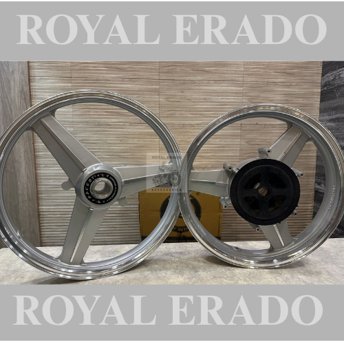 Raceby kingway Mercedes diamond silver alloy wheel Alloy wheel for Royal Enfield  reborn classic single disc and new standard battalion after 2022 model ( front 19” disc & rear drum 18” )