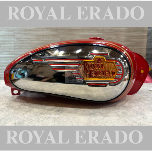 Royal Enfield vintage G2 1962 old model bullet 350 Standard Electra Classic side chrome plate red tank with Royal Enfield monogram.