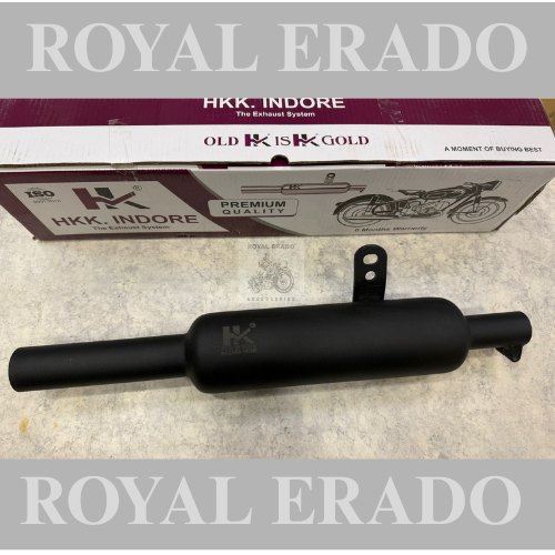 Royal enfield classic reborn battalion standard new model j series engine Hk Indore silencer exhaust  in black would give medium sound 3 filters inside