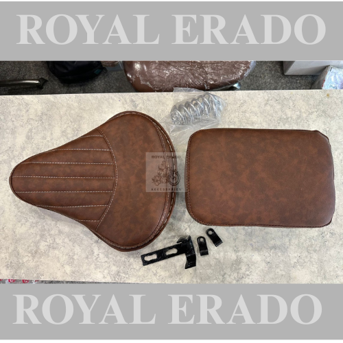 Royal enfield brown tan colour Kabir Singh seat in leather with springs for classic electra standard and vintage g2 1962 old model bullet 350