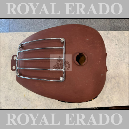 Royal enfield big tank 18 to 20 litters with chrome grill and tank monogram Royal enfield without paint raw for classic electra standard thunderbird uce bs-3 bs-4 & cast iron engine to give vintage and bulky look to bike