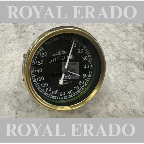 Royal Enfield vintage g2 1962 old model bullet 350 cast iron engine ci engine classic electra standard replica smith speedometer meter 160 km with brass ring.