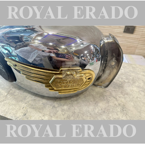 Royal Enfield vintage g2 1962 old model bullet 350 Ctandard Classic Electra chrome tank with grill and knee pad and brass monogram.