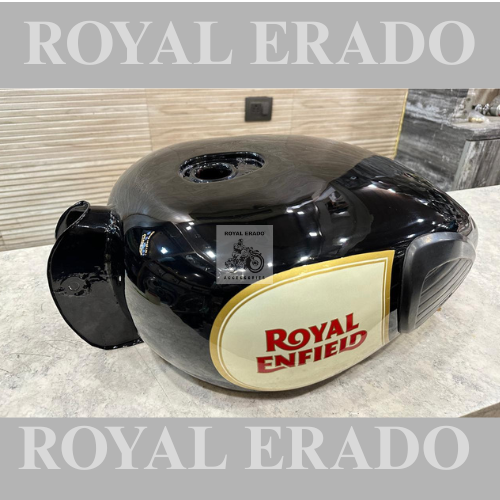 Royal enfield classic bs-3 tank in black with knee pads for 2010 , 2011 , 2012 n 2013 model classic