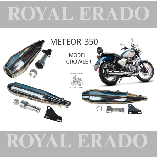 Growler Performance exhaust Stainless steel silencer with DB killer D.B killer in chrome for Meteor 350