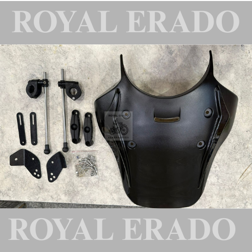 Universal windhsield in black for royal enfield classic electra standard battalion reborn meteor super meteor 650 hunter himalalya