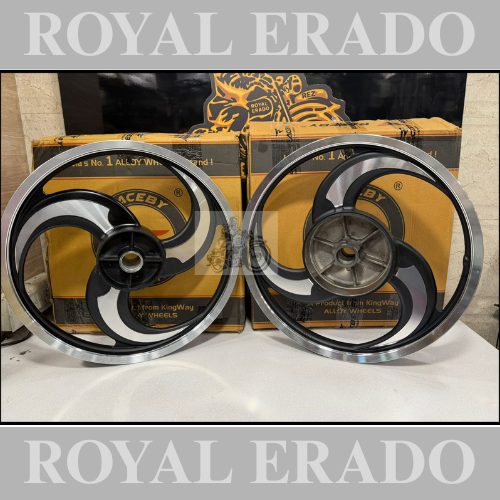 Raceby kingway 3 spoke 3S talwar CNC black alloy wheel for standard drum brake after 2010 model (front 19” drum and rear 19” drum)