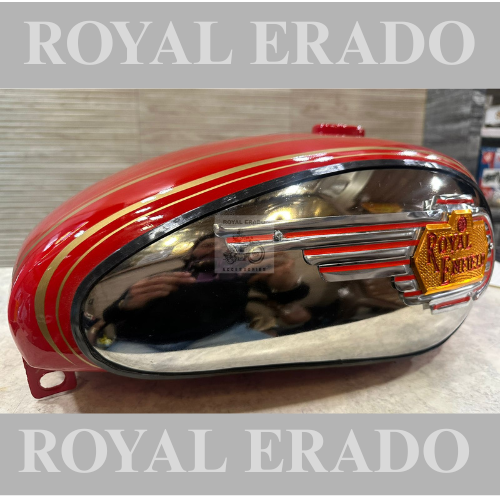 Royal Enfield vintage G2 1962 old model bullet 350 Standard Electra Classic side chrome plate red tank with Royal Enfield monogram.
