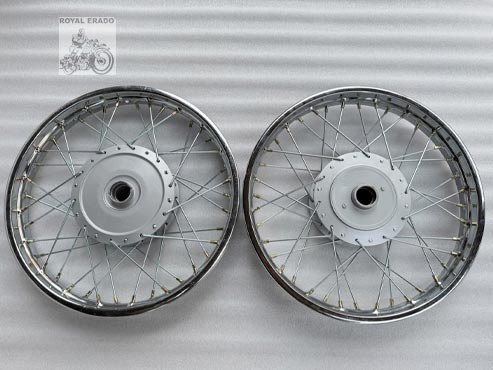 Royal Enfield Standard Drum Brake Spoke Wheel Rim In Chrome (1980 To 2018 Model Non- Disc Standard )
