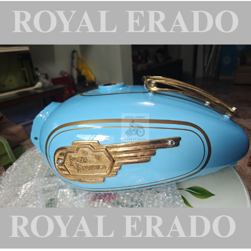 Royal enfield vintage g2 1962 old model bullet 350 standard electra classic tank blue  with brass monogram and brass grill