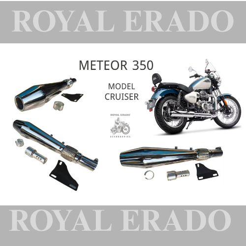 Cruiser Performance exhaust Stainless steel silencer with DB killer D.B killer in chrome for Meteor 350