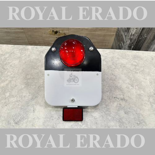 Royal enfield classic tail light and number plate assembly with reflector fit to reborn standard battalion electra