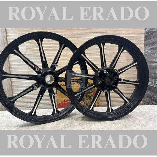 Royal erado imported alloy wheel 13 spoke harley design for standard abs and electra front 19” disc and rear 19” drum