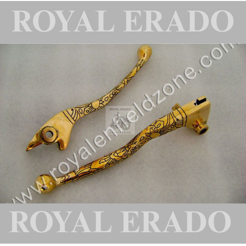 Royal enfield engraved laser etching brass clutch and brake lever set for disc brake bike standard electra uce efi engine