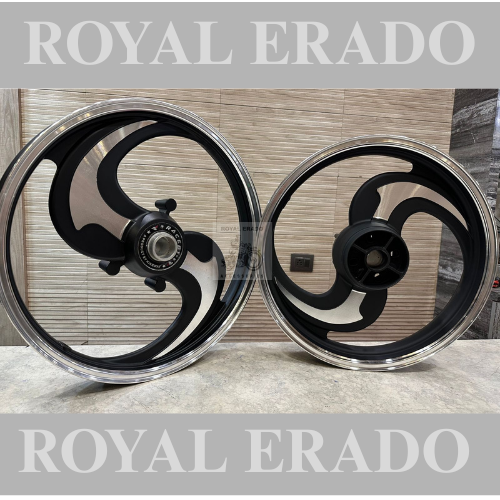 Kingway Raceby 2 spoke 2s talwar design cnc black alloy wheel black for reborn classic and battalion standard  single disc front 19” disc and rear 18” drum