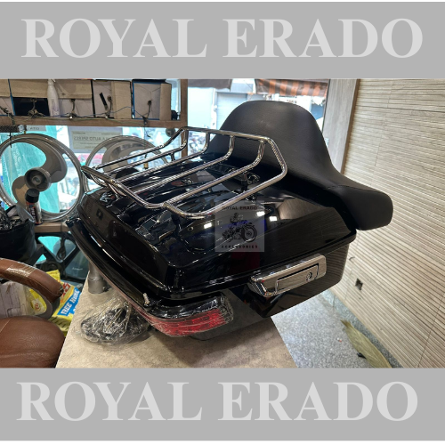 Harley Davidson super meteor 660 sm 650 meteor 350 black rear top box with lock with tail light and chrome carrior and backrest seat also fit to harley 883 harley street 750 harley fat boy harley rod street glide  Avenger Jawa