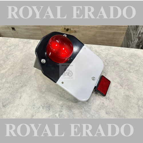 Royal enfield classic tail light and number plate assembly with reflector fit to reborn standard battalion electra