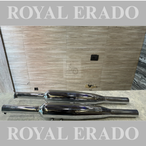 Royal enfield vintage 1962 model g2 style bsa triumph design exhaust silencer in chrome  for classic Electra standard with double boar head
