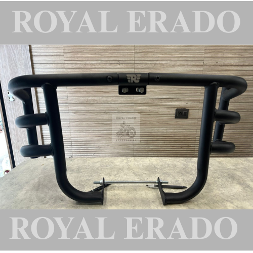 Royal enfield reborn classic battalion standard meteor 350 black airfly leg guard 3 peace with RE logo in black