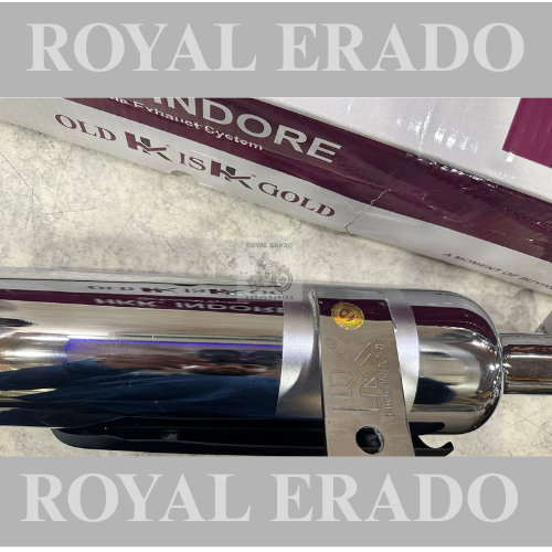 Royal enfield reborn classic and battalion standard Hk Indore silencer exhaust in chrome with heat plate with dug dug sound , medium sound