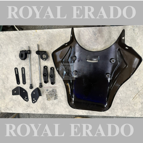 Universal windhsield in black for royal enfield classic electra standard battalion reborn meteor super meteor 650 hunter himalalya