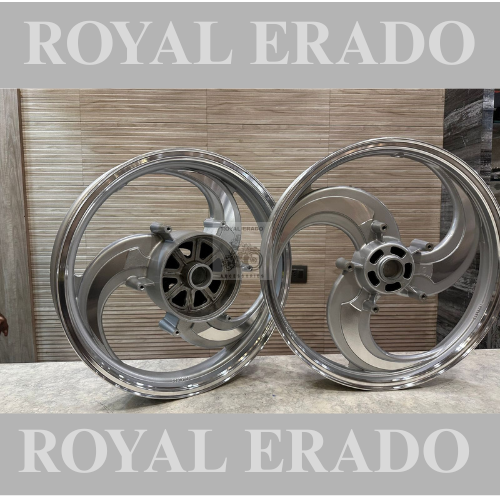 Kingway Raceby 3 spoke 3s talwar design cnc silver alloy wheel for Royal Enfield reborn classic and battalion new standard single disc  after 2022 model (front 19” disc and rear 18” drum)