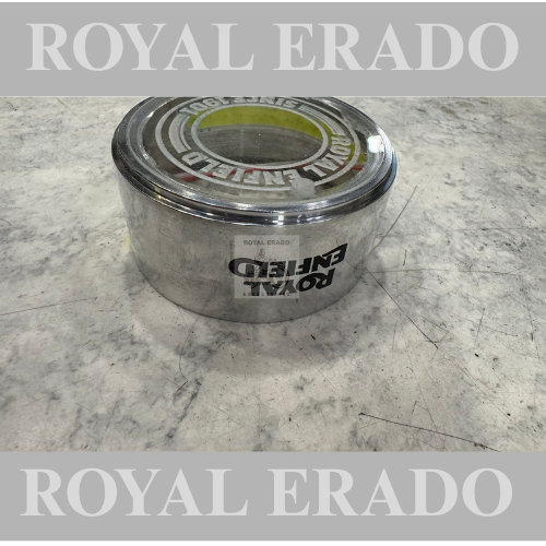 Royal Enfield vintage g2 1962 old model bullet 350 Standard Electra Ci engine cast iron engine point cover Delco cap with glass in chrome with leg light and Royal Enfield logo, which shows the spark inside the bike.