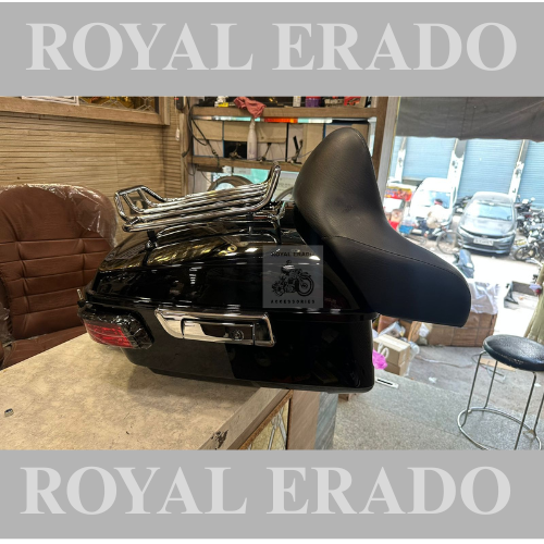 Harley Davidson super meteor 660 sm 650 meteor 350 black rear top box with lock with tail light and chrome carrior and backrest seat also fit to harley 883 harley street 750 harley fat boy harley rod street glide  Avenger Jawa