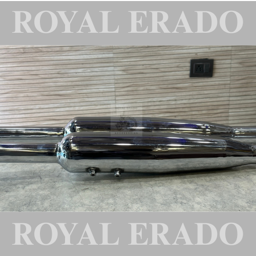 Royal enfield vintage 1962 model g2 style bsa triumph design exhaust silencer in chrome  for classic Electra standard with double boar head
