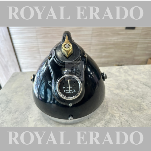 Royal enfield g2 vintage 1962 old model bullet standard head light with amp meter and lucas beam and brass head light switch