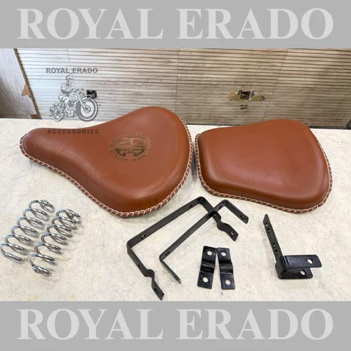 Kabir Singh Style Leather Seat (Arjun Ready Seat ) In Tan Colour For Royal Enfield Classic Electra Standard Reborn Classic For Vintage G2 1962 Old Model Bullet 350